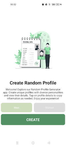 Android application Random Profile Generator screenshort