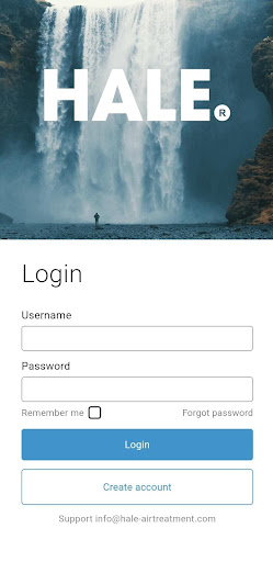 Android application HALE connect screenshort