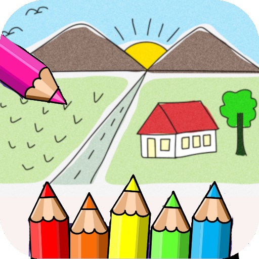 coloring beautiful scenery logo