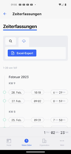Android application Zeitlog screenshort
