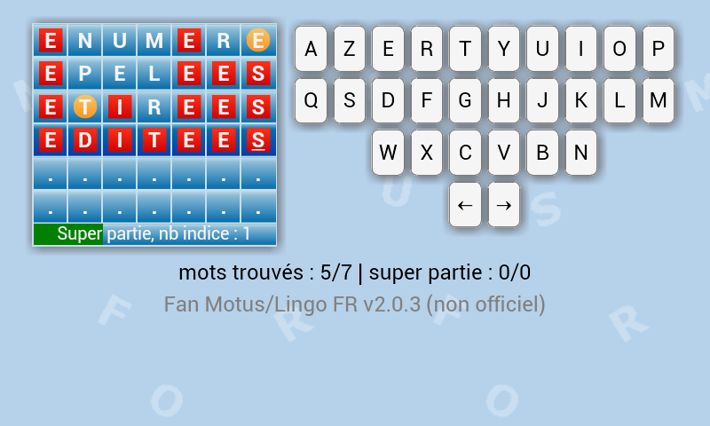 Android application MOTUS FR LINGO FAN screenshort