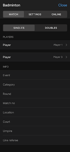 Badminton Scores Screen 2