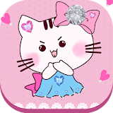 Cute pink kitty love theme icon