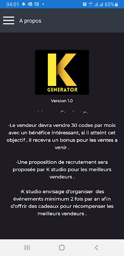 Android application K Generator screenshort