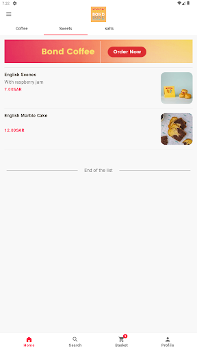Android application Bond bakery screenshort