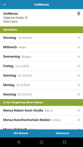 Android application Mensa Köln screenshort
