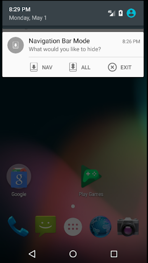 Android application Hide Navigation Bar screenshort