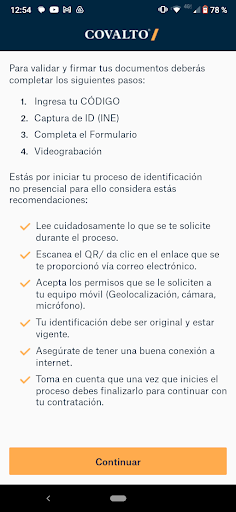 Android application Covalto ID screenshort
