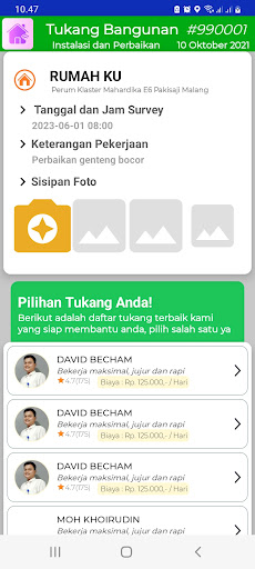 Android application Mitra TukangAda screenshort