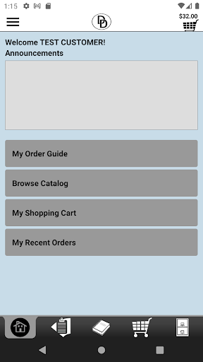Android application D&D Mobile Ordering screenshort