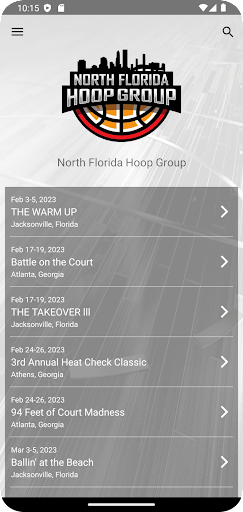 Android application North Florida Hoop Group screenshort