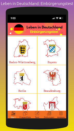Android application Einbürgerungstest: Leben in DE screenshort