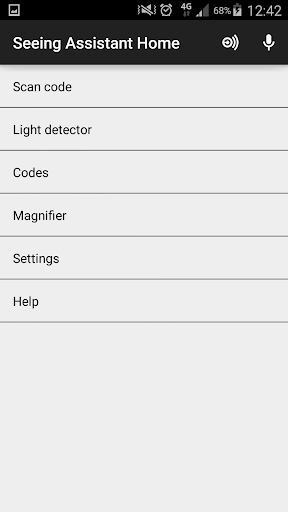 Android application Seeing Assistant Home screenshort