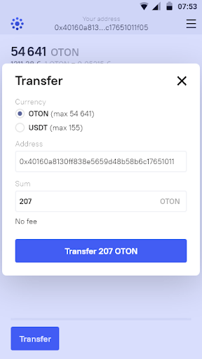 OTON Mobile Wallet Screen 2