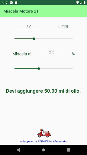Android application Miscela Motore 2T screenshort