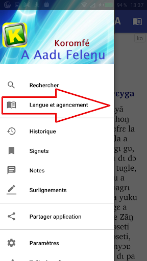 Koromfé NT avec fran Engl Arab Screen 2