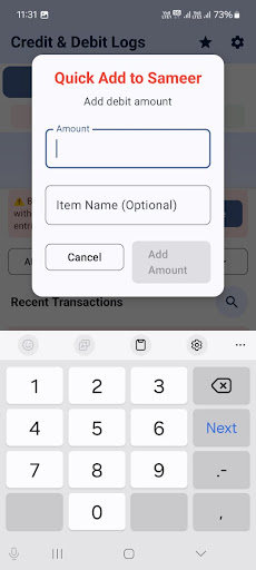 Captura de pantalla de Credit & Debit Logs