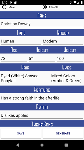 Character Generator & Designer Screen 3