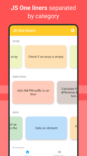 Android application JS OneLiners screenshort