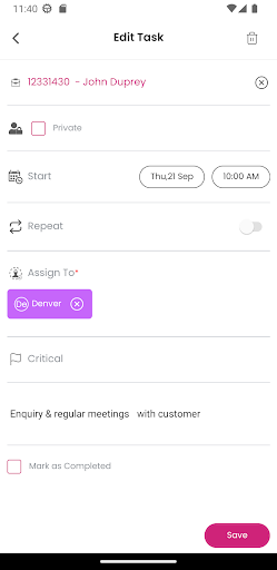 BlindMatrix CRM app (V4) Screen 3