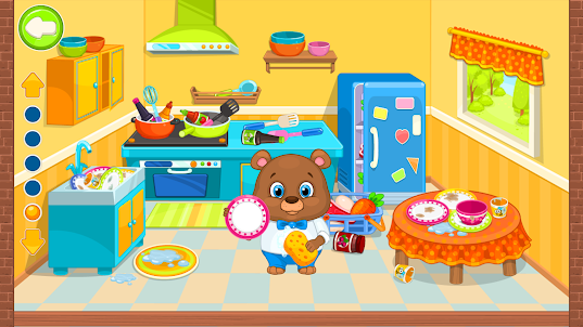 Happy Bear: Cleaning the house