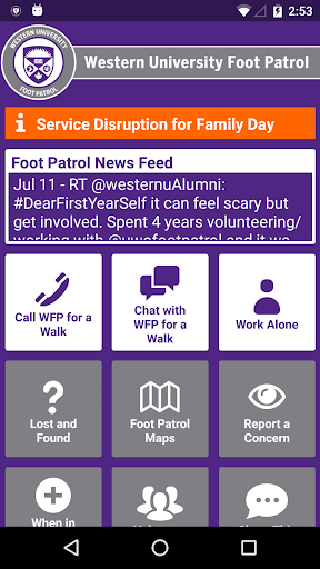 Android application Western Foot Patrol screenshort