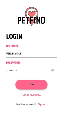 Android application PetFind screenshort