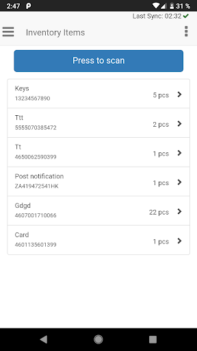 InventoryDemo Screen 3