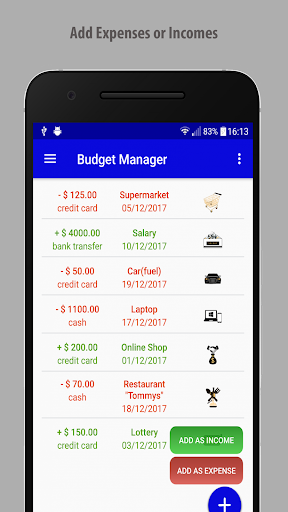 Android application Budget Manager screenshort