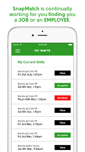 Android application SnapMatch - Find Staff & Jobs screenshort