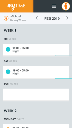 Android application myTIME - WORKSuite screenshort