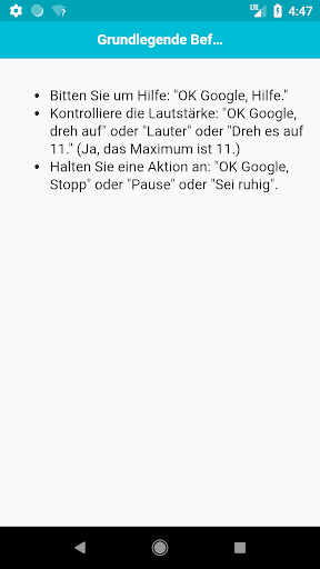 Android application Befehle für Assistant screenshort