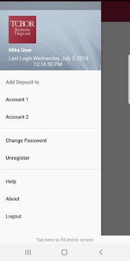 TCBOR Business RDC Screen 2