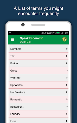 Screenshot of Learn Esperanto Language App