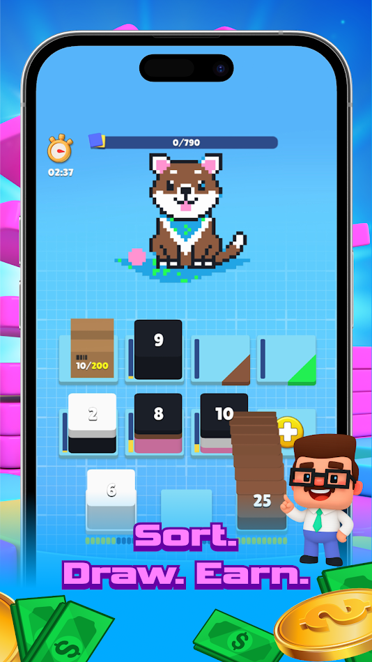 #4. Pixel Stack: Sort & Money Game (Android) 作者: GAMEE