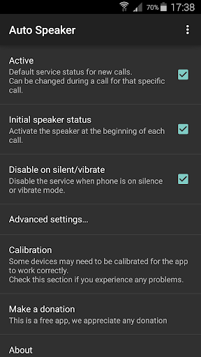Android application Auto Speaker screenshort
