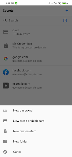 Screenshot of Secrets Password Manager