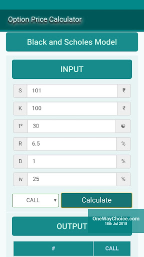 Option Calculator & Pricing Screen 2