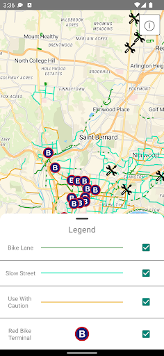 Android application Cincinnati Bike Map screenshort