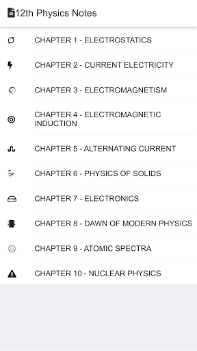 Android application 12th Class Physics Key book screenshort