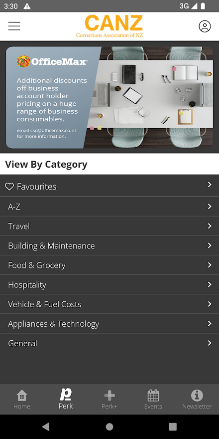 CANZ Member Benefits App Screen 2