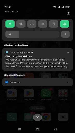 Android application Library Notify screenshort
