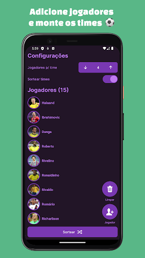 Android application SorteioFut: Sorteio de times screenshort