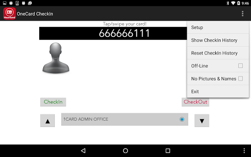 Android application OneCard CheckIn screenshort