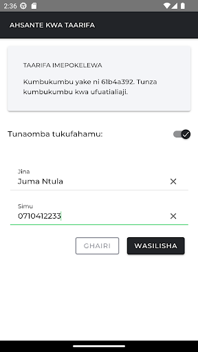 TAKUKURU APP Screen 3