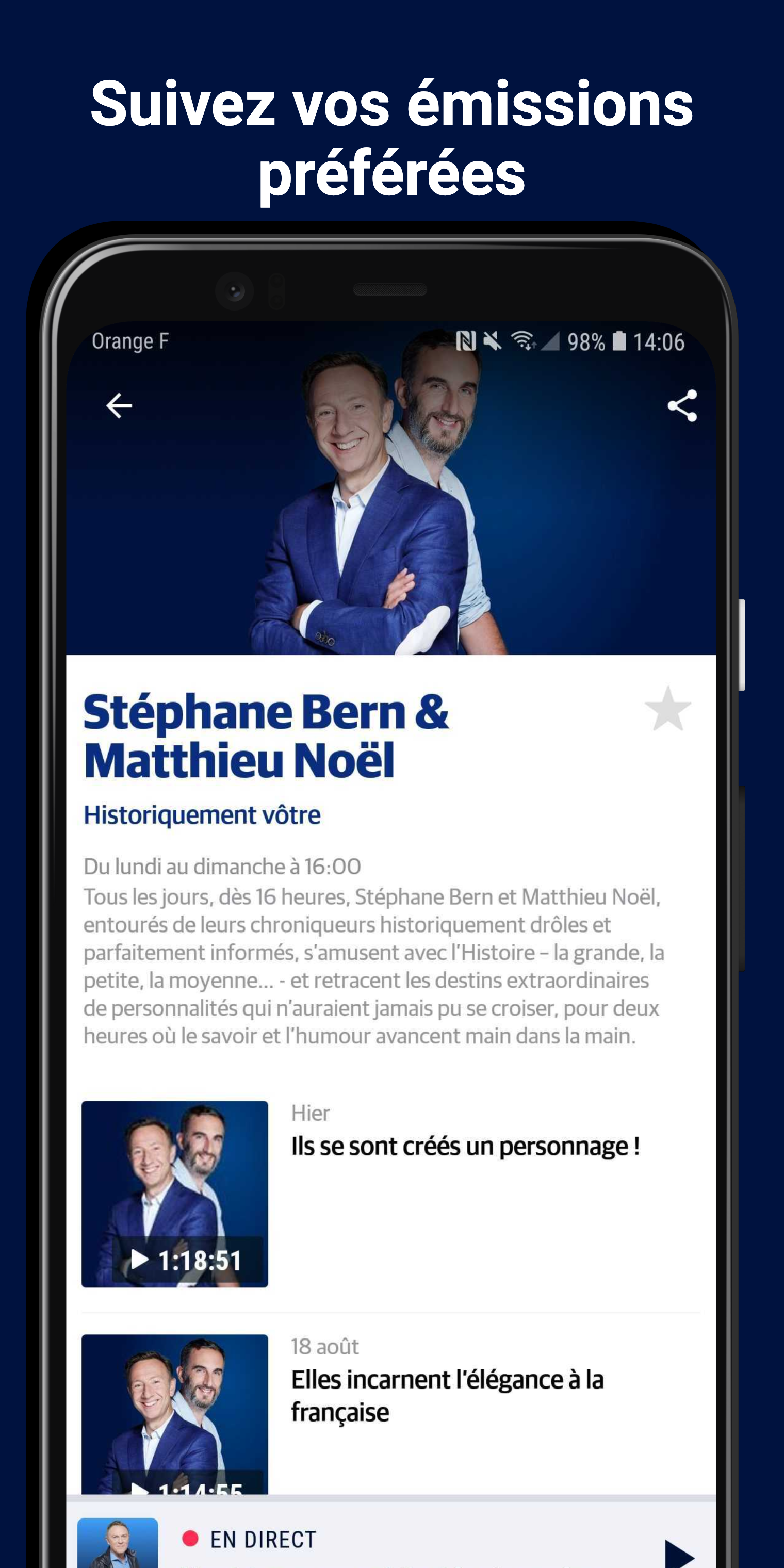 Android application Europe 1 : actualités en direct, radio et podcasts screenshort