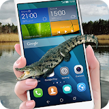 Crocodile on Phone Screen Huge Joke icon