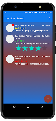 Service Lineup Screen 3