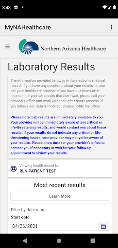 MyNAHealthcare Screen 2