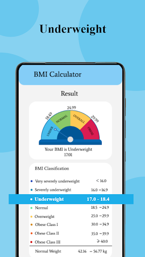BMI Calculator; Weight tracker Screen 2